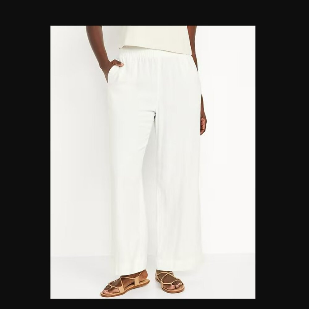 NWOT | Women's Old Navy Wide-leg Linen Pant | White | Size L